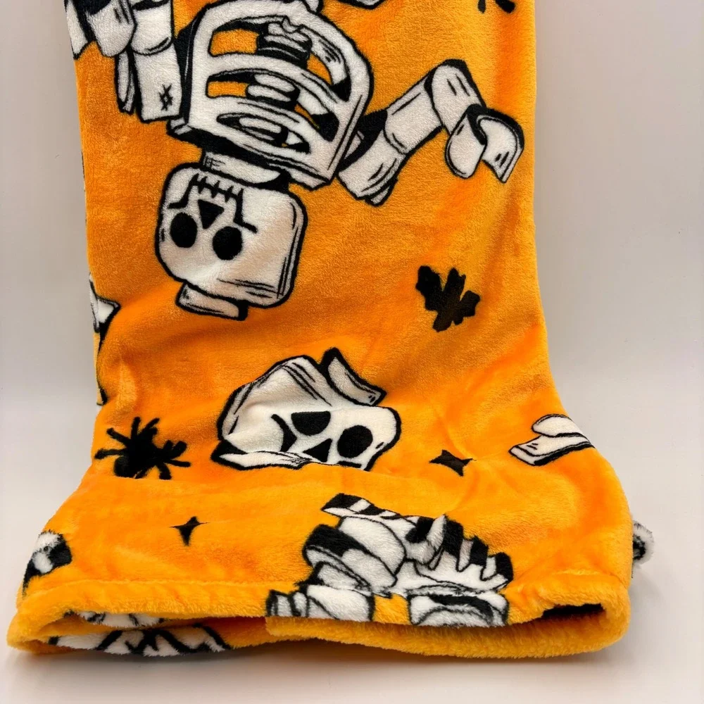 LEGO Skeleton Plush Throw Blanket 50x70 Orange Halloween Spooky Minifigure New